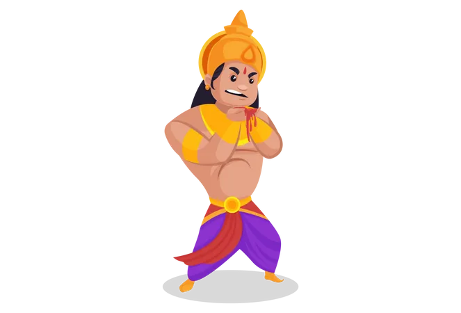 Bheem with blood in his hand Illustration