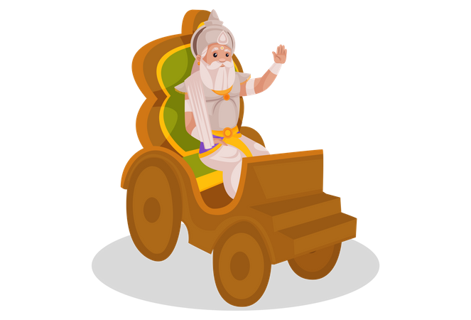 Bhishma Pitamaha andando de carruagem  Ilustração