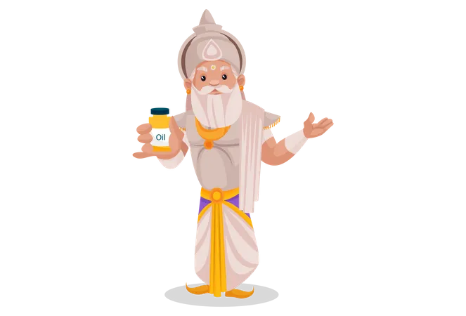 Bhishma Pitamaha holding oil bottle  Illustration