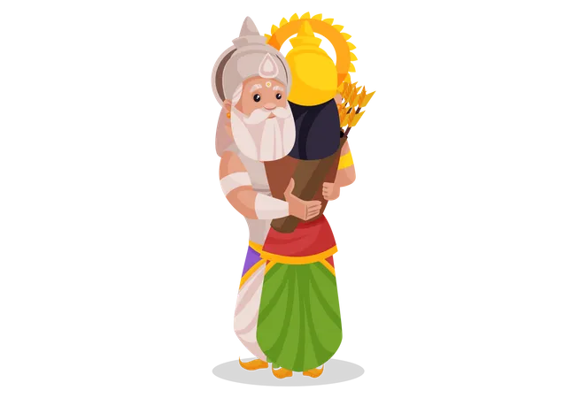 Bhishma Pitamaha hugging Arjun  Illustration
