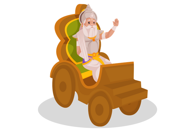 Bhishma Pitamaha reitet auf einem Streitwagen  Illustration