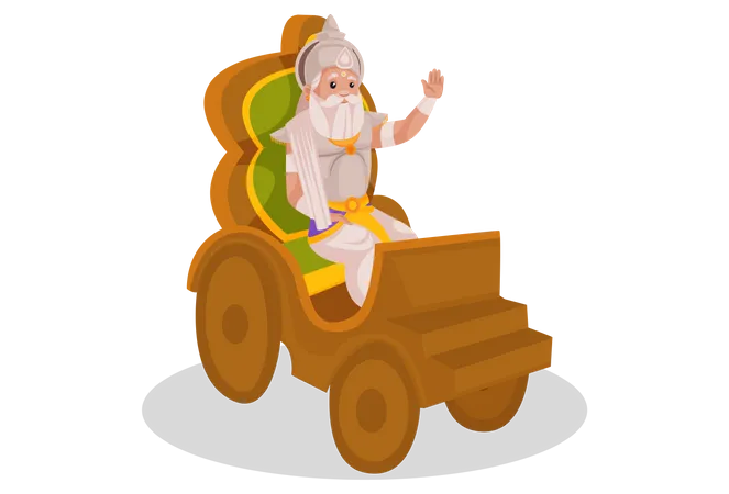 Bhishma Pitamaha reitet auf einem Streitwagen  Illustration