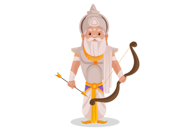 Bhishma Pitamaha segurando arco e flecha  Ilustração
