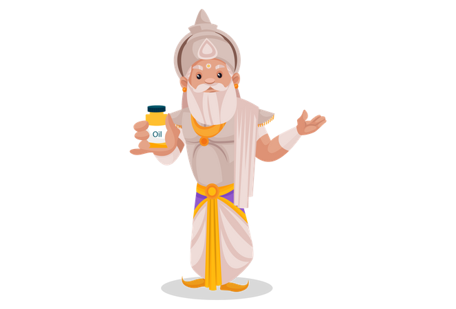 Bhishma Pitamaha segurando uma garrafa de óleo  Ilustração