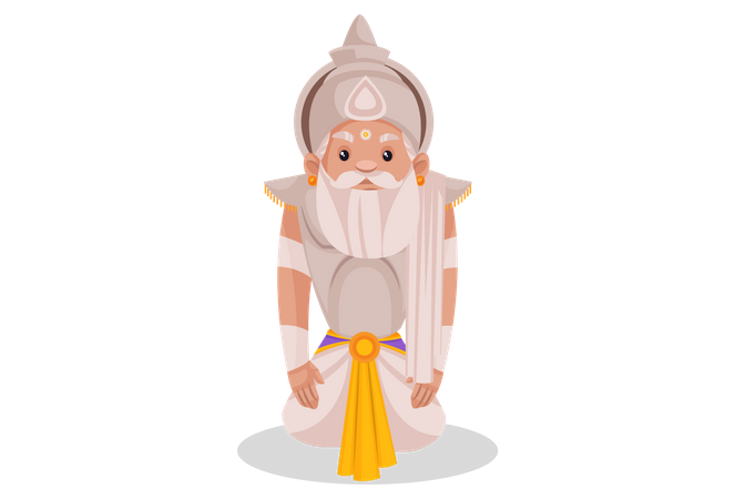 Bhishma Pitamaha sentado de joelhos  Ilustração