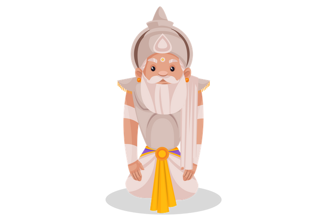 Bhishma Pitamaha sitting on his knees  イラスト