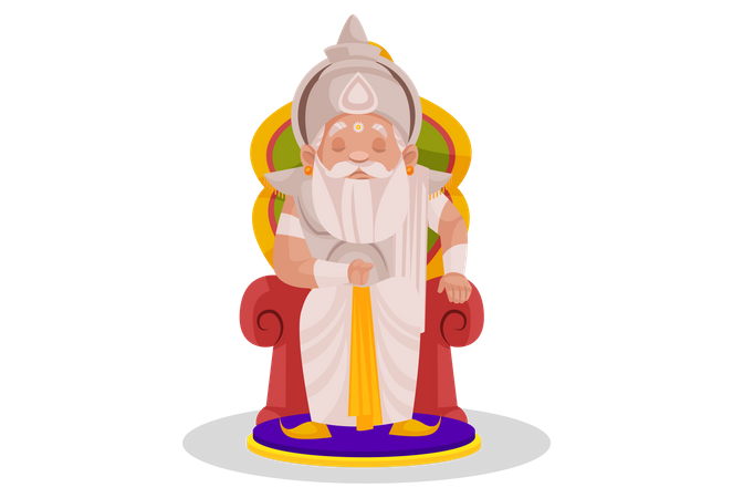 Bhishma Pitamaha sitting on throne  イラスト