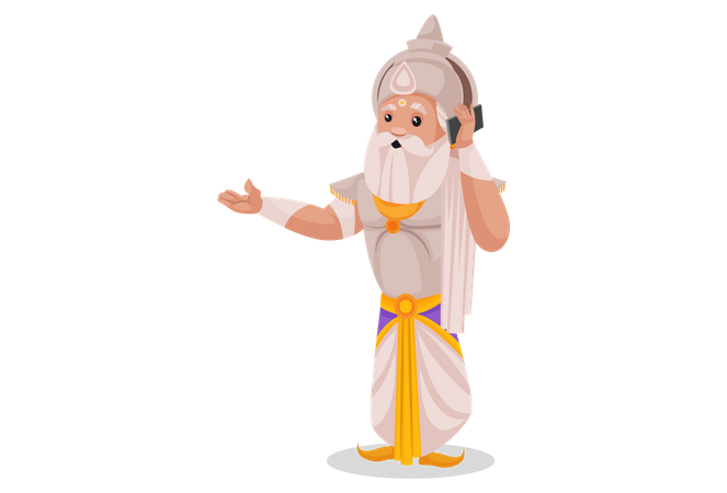 Bhishma Pitamaha telefoniert  Illustration