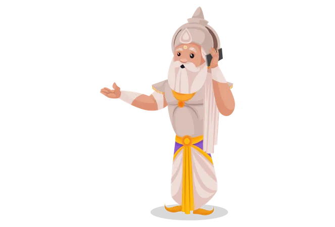 Bhishma Pitamaha telefoniert  Illustration