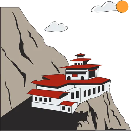 부탄 - 호랑이 둥지 수도원  일러스트레이션