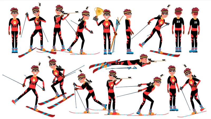 Biathlon Man Player Illustration