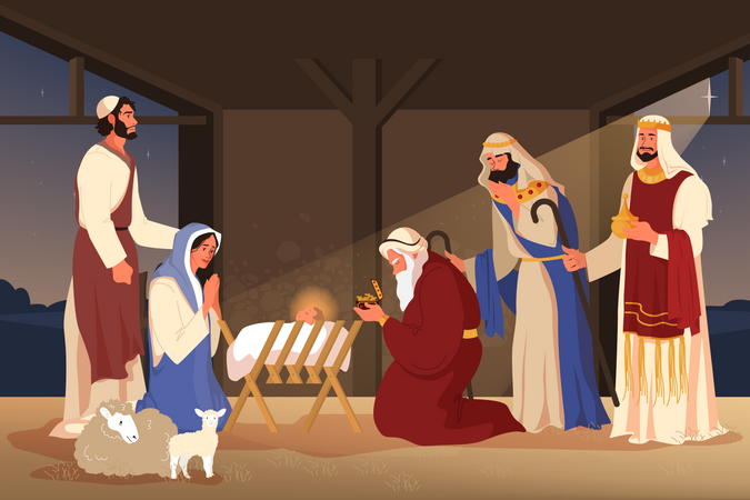 Bible narratives about the Adoration of the Magi  Illustration