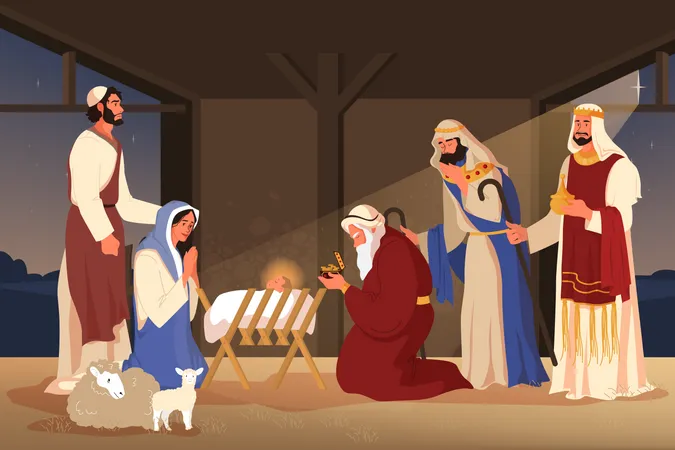 Bible narratives about the Adoration of the Magi  Illustration