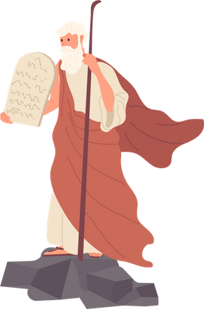 Biblia de Moisés con diez mandamientos en piedra  Ilustración