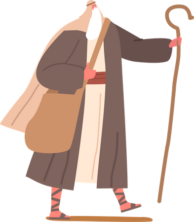 Biblical Moses Holding Staff  Illustration