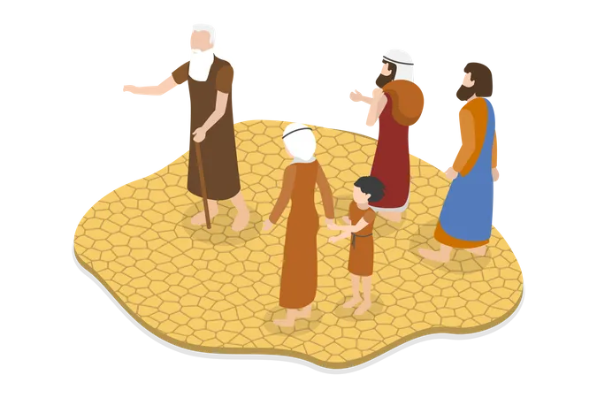 3 D Isometric Flat Vector Conceptual Illustration Of Biblical Moses Prophet Bible Narratives Illustration