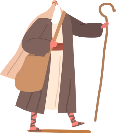 Moisés bíblico segurando cajado  Ilustração