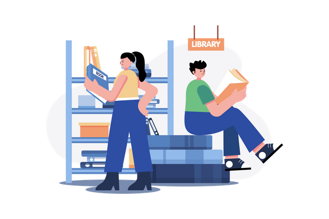 Biblioteca de libros Ilustración