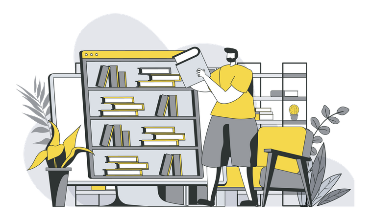 Biblioteca en línea  Ilustración