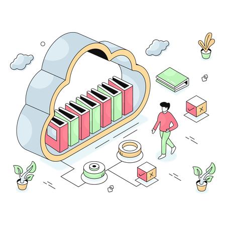 Bibliothèque cloud  Illustration