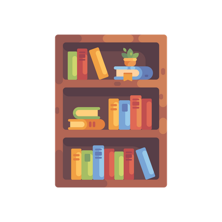 Bibliothèque en bois colorée  Illustration