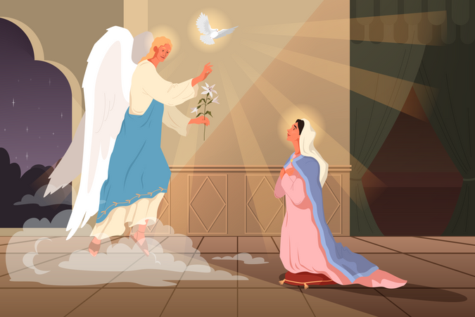 Bibelberichte über die Verkündigung an die Jungfrau Maria  Illustration