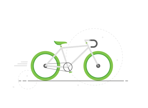 Linda Bicicleta Verde Dia Mundial Sem Carro Monte Uma Ilustracao Do Conceito De Bicicleta Bicicleta Urbana Ecologicamente Correto Projeto Plano Sobre Fundo Branco Episodio 10 Ilustração