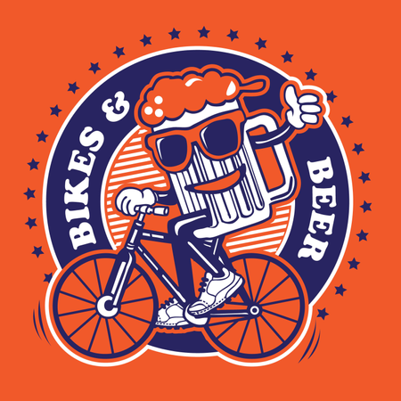 Bicicleta e cerveja  Ilustração