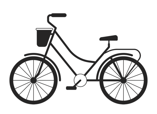 Bicicleta con cesta  Ilustración