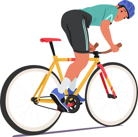 Ciclo de equitação de ciclista masculino  Ilustração