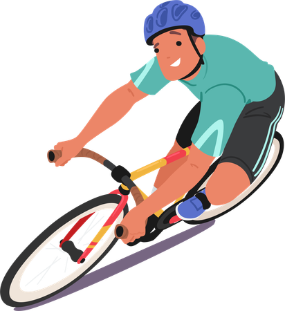 Ciclo de equitação de ciclista masculino  Ilustração