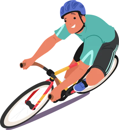 Ciclo de equitação de ciclista masculino  Ilustração