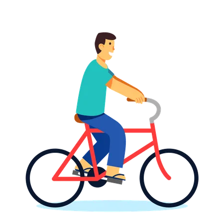 Menino andando de bicicleta  Ilustração