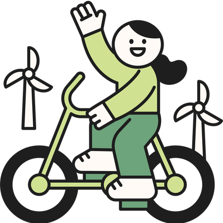 Menina andando de bicicleta  Ilustração