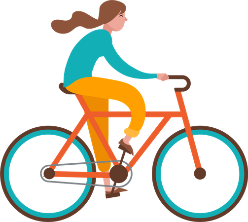 Menina andando de bicicleta  Ilustração