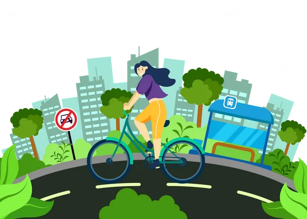 Dia Mundial Sem Carro Campanha Para Reduzir O Uso De Carros Para Reduzir A Poluicao Do Mundo Faca Campanha Para Estacionar E Caminhar Ou Usar Veiculos Nao Poluentes Como Bicicletas Ilustracao Vetorial Plana Ilustração