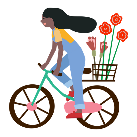 Menina andando de bicicleta  Ilustração