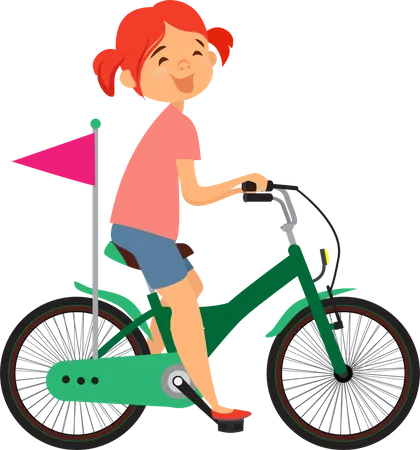 Menina andando de bicicleta  Ilustração