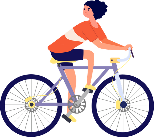 Menina andando de bicicleta  Ilustração