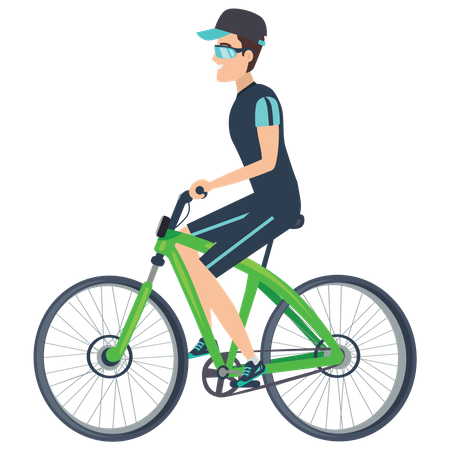 Menino andando de bicicleta  Ilustração