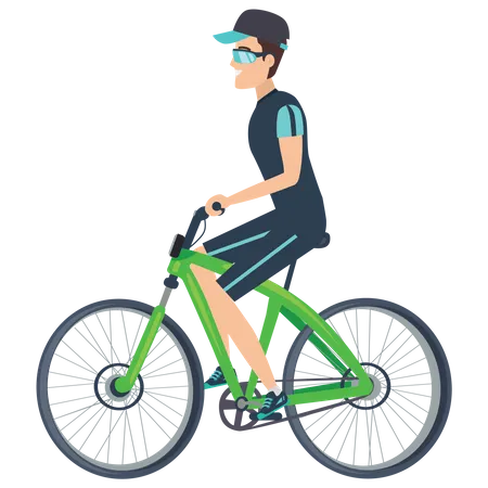 Menino andando de bicicleta  Ilustração