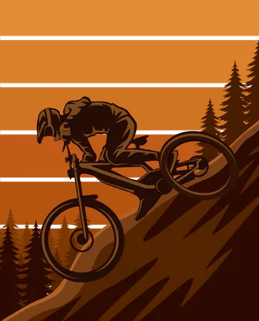 Bicicleta de montanha de aventura selvagem  Ilustração