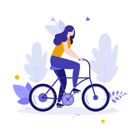 Mulher andando de bicicleta  Ilustração