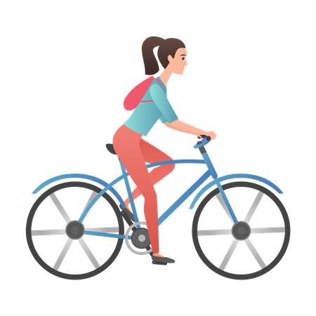 Mulher andando de bicicleta  Ilustração