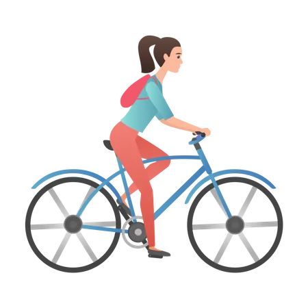 Mulher andando de bicicleta  Ilustração