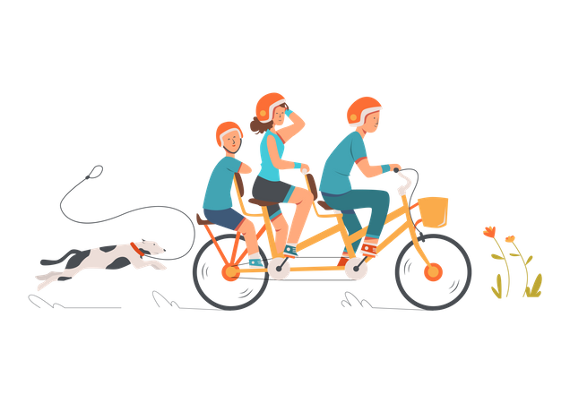 Bicicleta em família  Ilustração