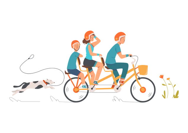 Bicicleta em família  Ilustração