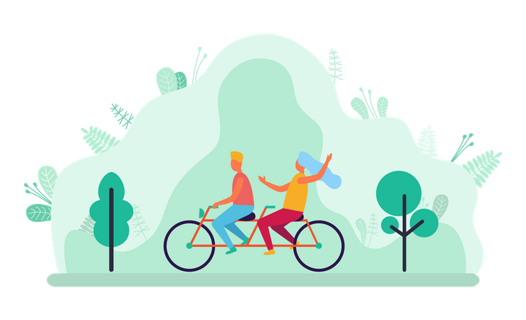 Casal andando de bicicleta  Ilustração