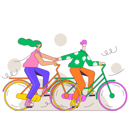 Casal andando de bicicleta  Ilustração