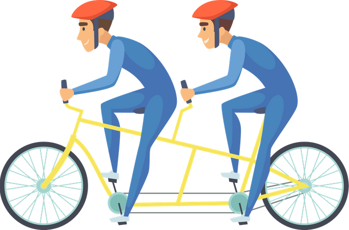 Ciclo tandem de passeio de ciclista  Ilustração